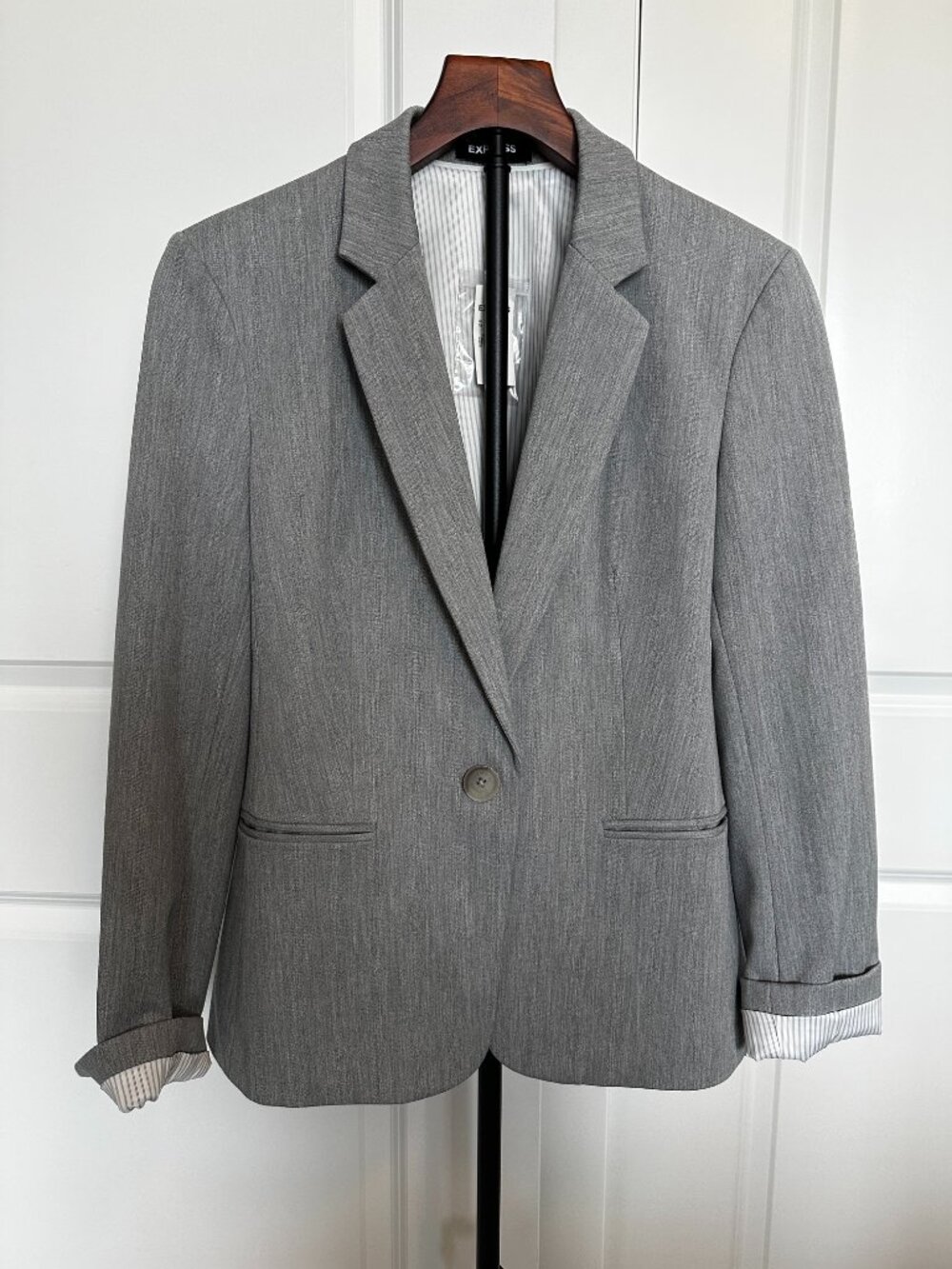 Express Women's Gray One-Button Stretch Blazer Size 10 NWT